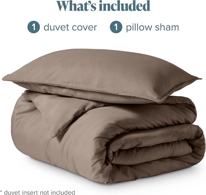 Bare Home Bedding Duvet Cover Extra Long Size - Premium 1800 Super Soft Collection - Lightweight, Cooling Duvet Cover - Soft Breathable Bedding (Twin/Twin XL, Taupe)