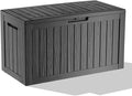 DRATO 85 Gallon Outdoor Storage Box Waterproof, Lockable Resin Deck Box for Patio Furniture, Pool Supplies & Garden Tools, Weatherproof Outside Storage Bin for Backyard Porch (Black, 85 Gallon)