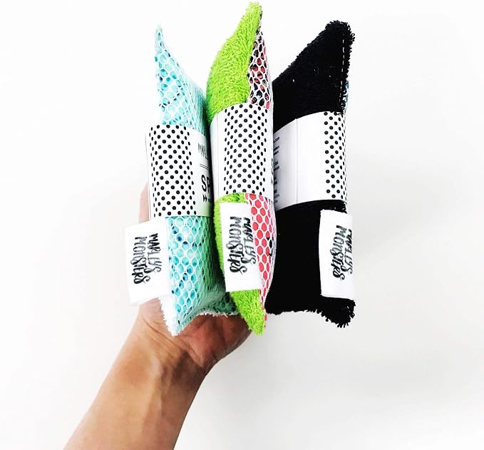 Marley's Monsters Washable Sponge – Reusable Eco-Friendly Scrubber – Dual-Sided for Gentle Cleaning or Heavy Duty Scrubbing – 4" x 5.5" Handmade in USA(Vintage Lemons/White Back)