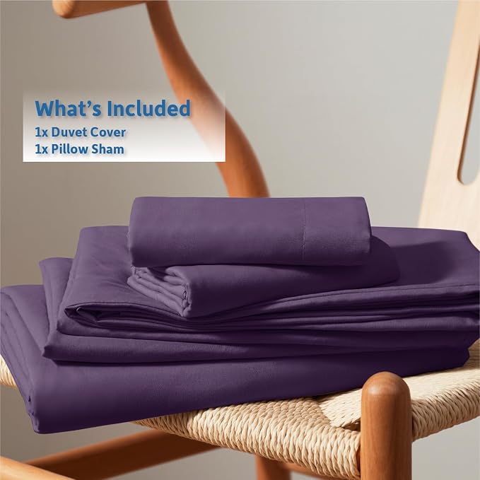 Nestl Twin Duvet Cover Set - Soft Double Brushed Purple Duvet Cover Twin/Twin XL, 2 Piece, with Button Closure, 1 Duvet Cover 68x90 inches and 1 Pillow Sham
