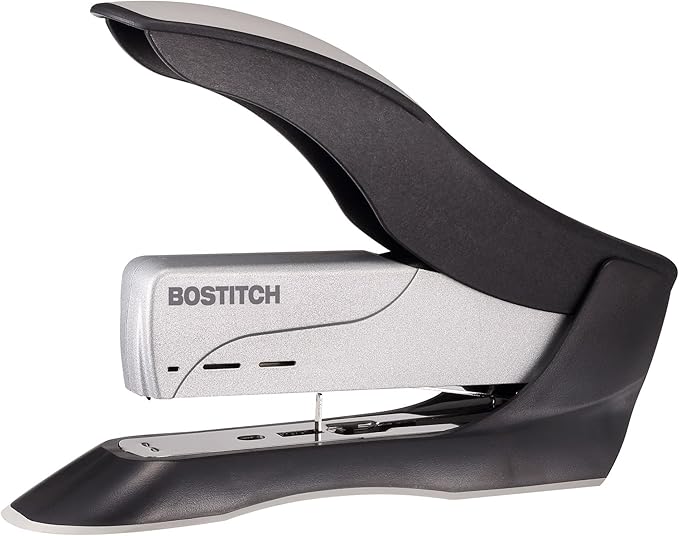 Bostitch Office inHANCE+100 Heavy Duty Stapler - Two Fingers, No Effort, Spring Powered Stapler - 100 Sheets, Gray (1300)
