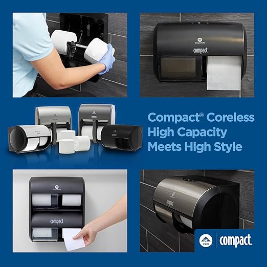 Angel Soft Professional Series Compact Premium Embossed Coreless 2-Ply High-Capacity Toilet Paper by GP PRO, White, 19371, 750 Sheets Per Roll, 36 Rolls Per Case