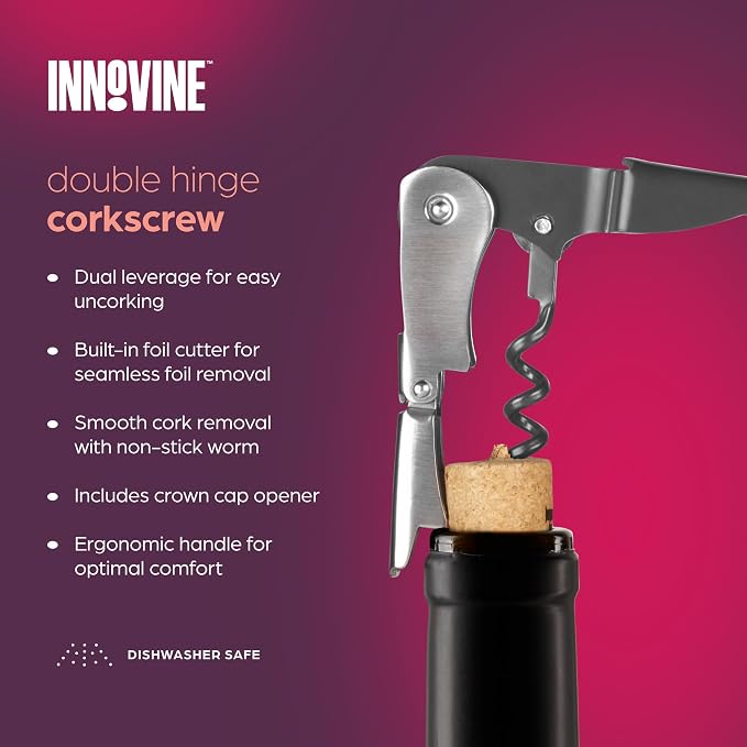 Chilled Wine Pro 5-Piece Gift Set, Graphite – Vacuum Pump Wine Saver with 2 Stoppers, Double-Hinge Waiter’s Corkscrew, Freeze Gel Wine Bottle Sleeve | Preserve, Uncork & Chill