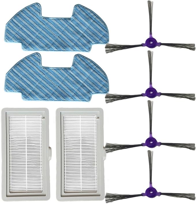 EtLin 8Pcs/Set Side Brush Filter Mop Cloth Clean Kit Compatible with Samsung POWERbot-E VR05R5050WK Vacuum Cleaner Parts Accessories