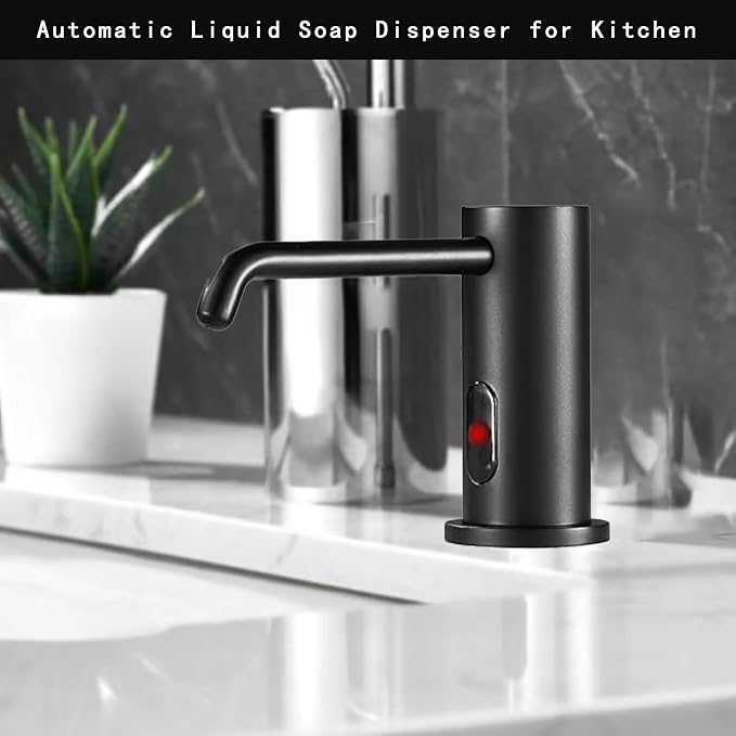 Touchless Automatic Soap Dispenser for Kitchen Bathroom Sink Built in Liquid Commercial Electric Soap Dispenser with Bottle and Pump Matte Black