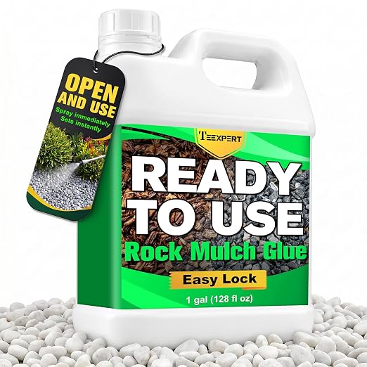 Teexpert Ready to Use Rock Glue for Landscaping,1 Gallon No Dilution Formula Rock Glue, Pet Safe Pea Gravel Adhesvie, Secures Gravel & Stones for Outdoor Landscapes, Yards, Walkways & Patios