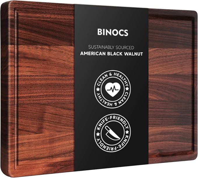 Walnut Wooden Cutting Boards for Kitchen, Solid Wood Cutting Board Set - Charcuterie & Chopping Butcher Block for Meat - Kitchen Gadgets Gift (Walnut 17in*12in)