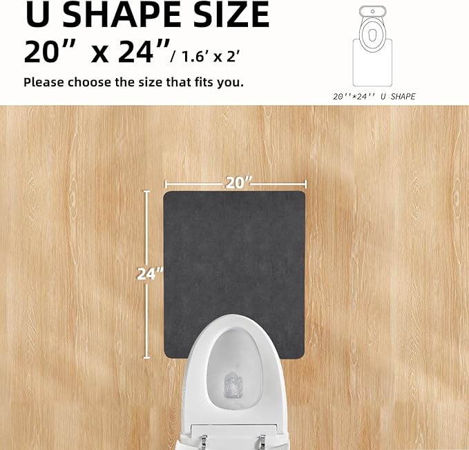 TYUU Toilet Rug, Thin Toilet Rugs U Shaped Washable Non Slip Absorbent Quick Dry Low Pile Toilet Mat, 20"x24" U Shape Dark Grey