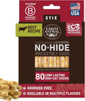 Earth Animal No Hide Stix - Long Lasting Rawhide Free Small Dog Chews Sticks, Beef - 80 Count Extra Value Pack
