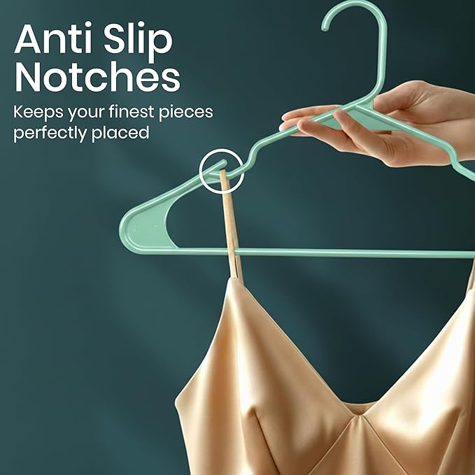 Utopia Home Plastic Hangers 50 Pack – Space Saving Clothes Hanger Aqua | Durable & strong | Closet organizer & storage | Ideal for apartments, dorms & stocking stuffers