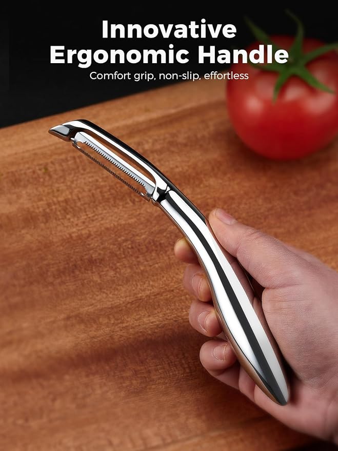 Professional Vegetable Peeler – 304 Stainless Steel Potato Peeler for Kitchen, Ultra Sharp Blade, Ergonomic Non-Slip Handle, Dishwasher Safe, 2-Year Warranty