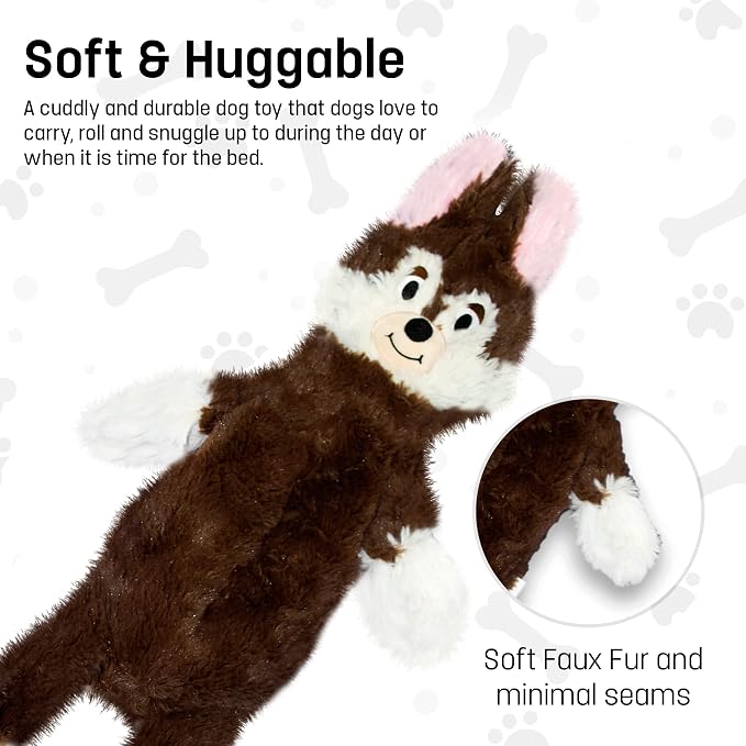FGA MARKETPLACE Pack of 5 Flat NO Stuffing NO Squeak Plush Dog Toys, Funny Style Will Entertain Your Pet for Hours, Recommended for Small and Medium Dog 21 INCH Long