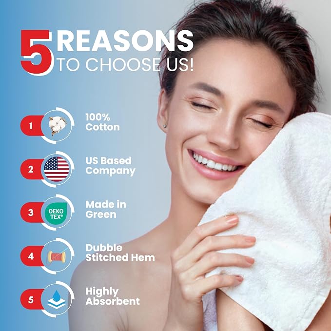 Infinitee Xclusives 100% Cotton Luxury Wash Cloths for Showering - 4 Pack | Washcloths [13x13] - Soft and Absorbent Face Towels for Bathroom Wash Clothes - Gym, Spa & Hotel Use