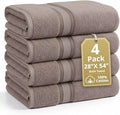 LANE LINEN 100% Cotton Bath Towels Set of 4 (28"x54") - Zero Twist, Mercerized Cotton Bathroom Towel Set - Quick Dry, Very Soft & Absorbent Large Bath Towels - Mininmal Lint After 3 Washes - Platinum
