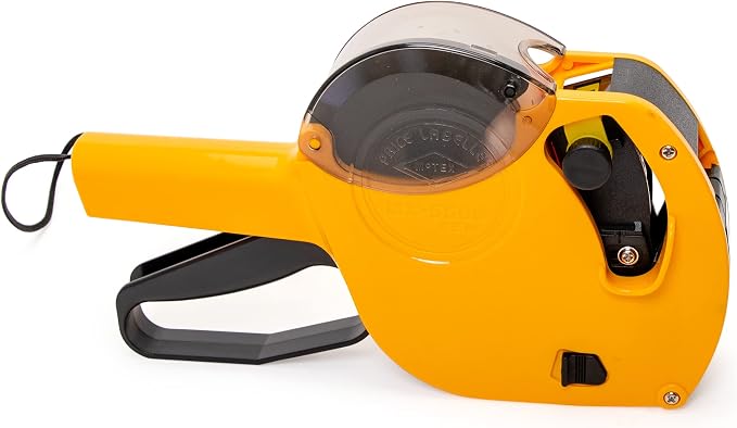 Motex MX-5500NEW Price Tag Gun, 1 Line 8 Digits – Pre-Loaded 1,000 White Labels & Ink, Extra Ink Refill – Easy Label Maker for Retail, Grocery, Garage Sale, Inventory – Yellow