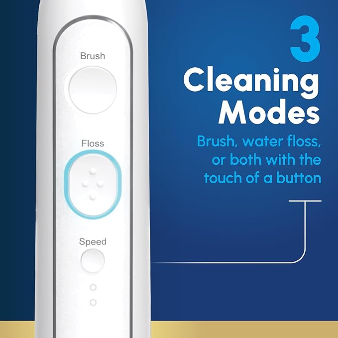 Waterpik Sonic-Fusion 2.0 Professional Flossing Electric Toothbrush with Water Flosser Combo Two In One, For Daily Gum Care and Cleaning Teeth, Braces, Implants, White SF-04CD010-1, Packaging May Vary