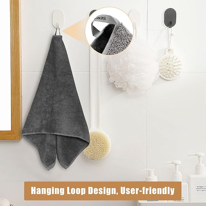 SEMAXE Bath Towel Set, 18 Piece Towel Set for Bathroom, Large Value Pack, Quick Dry Cotton Towels with Hanging Loops, Easy Care, Grey
