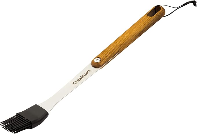 Cuisinart CGS-1100 (Spatula, Locking Tongs, Fork, Basting Brush) 4-Piece Grill Tool Set, Ash Wood Handle