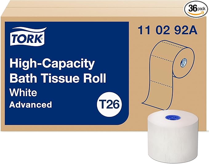 Tork High-Capacity Toilet Paper Roll White T26, Advanced, 2-Ply, 36 x 1000 sheets, 110292A