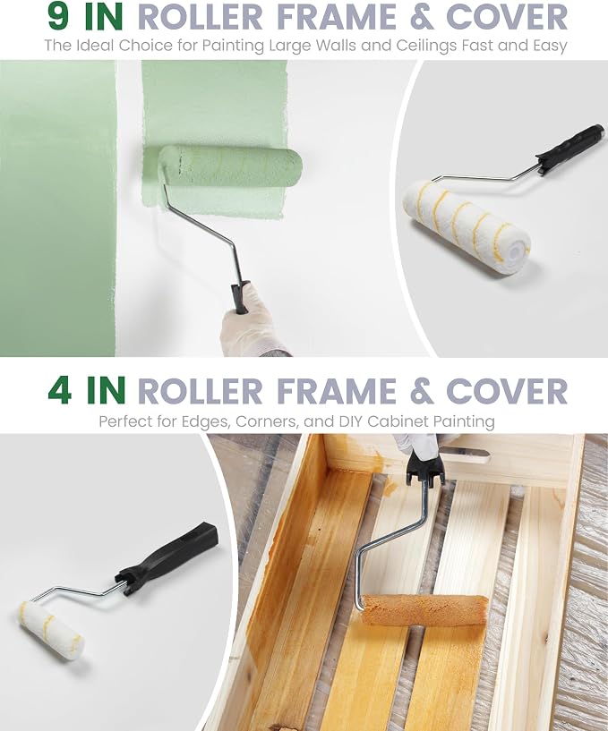 Voomey 28pcs Paint Roller Kit with Extension Pole, 9 Inch & 4 Inch Paint Roller Set, House Painting Supplies for Walls & Ceilings, Complete Painting Tool Kit for Home Interior & Exterior