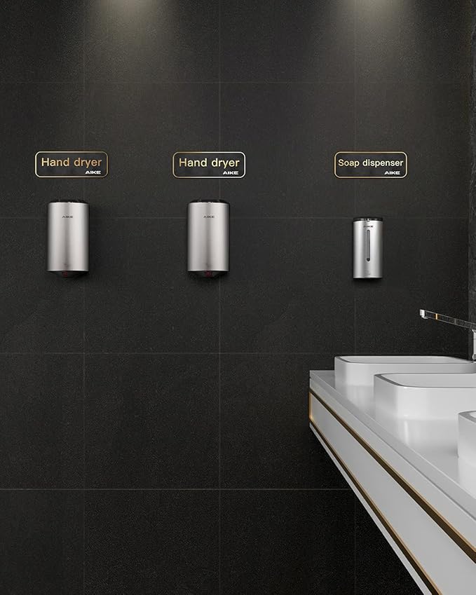 AIKE Air Focus Compact Hand Dryer UL Listed 120V 1350W Brush Stainless Steel Finish