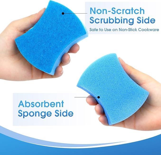 Tioncy 120 Pcs Individually Wrapped Sponges Bulk Dual-Sided Dishwashing Sponge Non-Scratch Scrub Sponges Dish Scrubber for Kitchen, Restaurant, Washing Dishes, Cleaning, Pots, Pans, Car, Bike