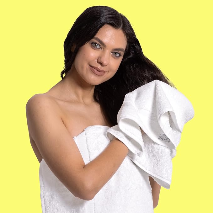 Chakir Turkish Linens 6 Piece Hand Towels, 100% Cotton Luxury Turkish Towels for Bathroom, Soft Absorbent Hand Towel Set, 16 x 30 Inches, White