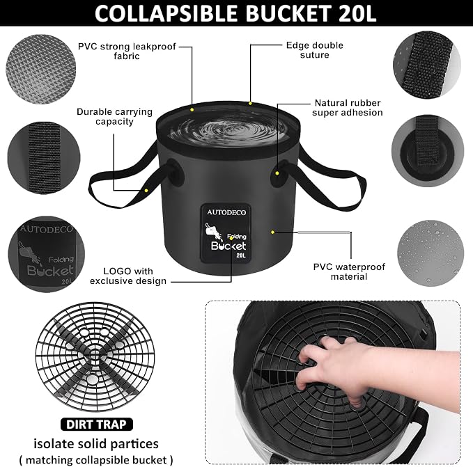 44Pcs Car Wash Detailing Kit Cleaning Kits with Foam Gun Sprayer Wash Mop with Long Handle Collapsible Bucket Large Wash Mitt Towels Complete Interior Exterior Car Washing Supply Set Black