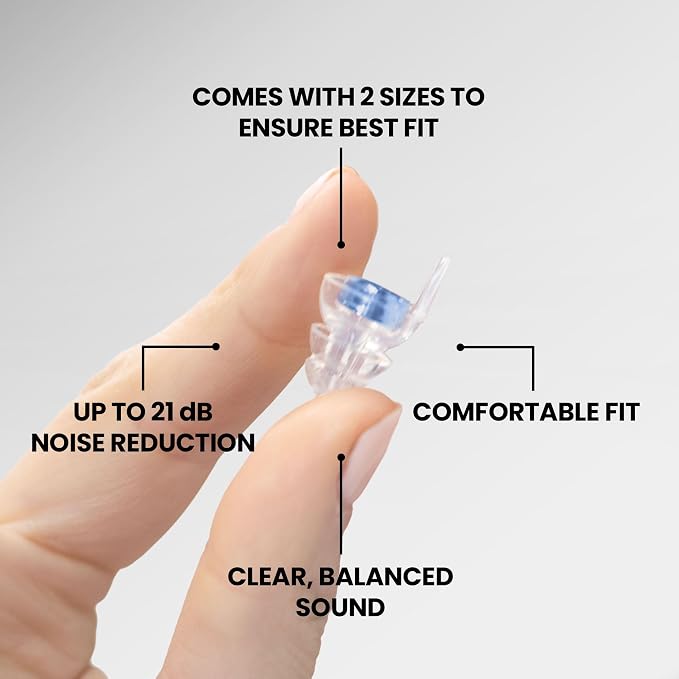 Eargasm Smaller Ears Blue Earplugs for Concerts, Festivals, Musicians, Night-Life, Motorcycle Hearing Protection - Reusable Ear Plugs for Small Ear Canals, High Fidelity Noise Reduction up to 21 dB