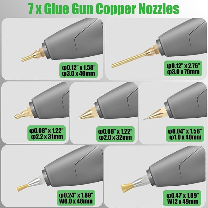 MONVICT Hot Melt Glue Gun with 7 Copper Nozzles, Heavy Duty | 3 Silicone Finger Covers, 12 Glue Sticks Dual Temperature Switching, Corded Detachable Cord Use for Art DIY Craft repair
