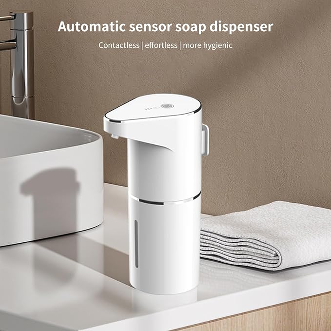 Automatic Touchless Foam Soap Dispenser, Touchless, Rechargeable, 350ml, with Adjustable 3-Speed Foam & Motion Sensor