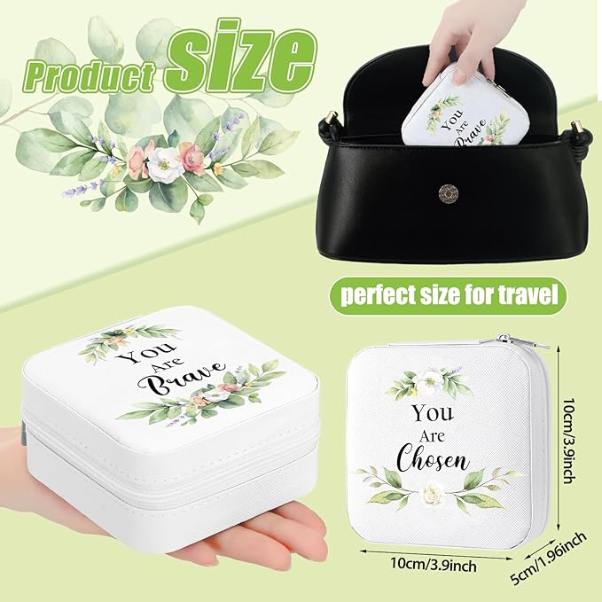 Kacctyen 24 Pcs Mini Travel Jewelry Case Bulk You Are Amazing Loved Leaves Mother's Day Church Gift for Secretary Girls Leather Travel Jewelry Case