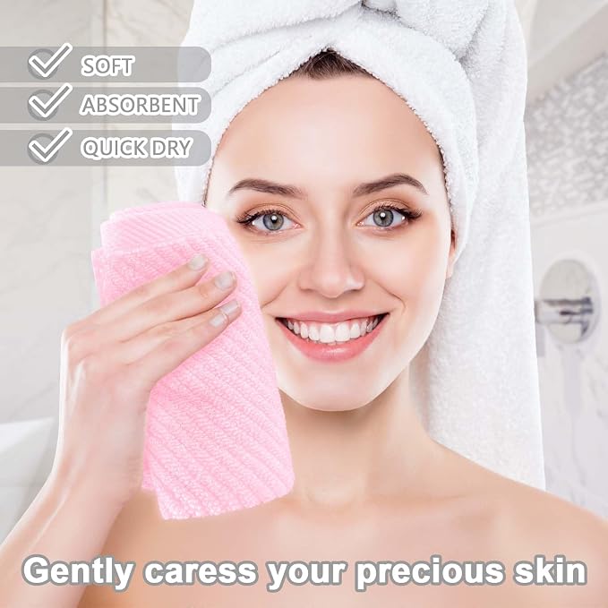 VOOVA & MOVAS Face Towels 6PC, 100% Cotton, 13x13 in, Baby Pink | Thick, Quick Dry, Soft, Absorbent, Luxury Hand Towels, Fluffy Facial Towels, Towel Gift Set