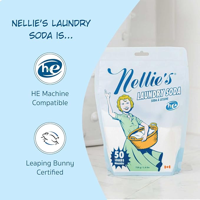 Nellie's Laundry Soda | Fragrance-Free Powder Laundry Detergent | 50 Loads | Septic-Safe, HE Compatible & Fragrance-Free - Concentrated Formula, Just 1 Tablespoon Per Load