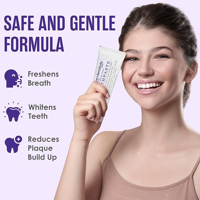 SprinJene Sensitive Relief Fluoride Free Toothpaste - Patented Natural Toothpaste with Black Seed Oil & Zinc - Made in The USA - Vegan Non Fluoride for Fresh Breath Preservative Free (2 Pack)