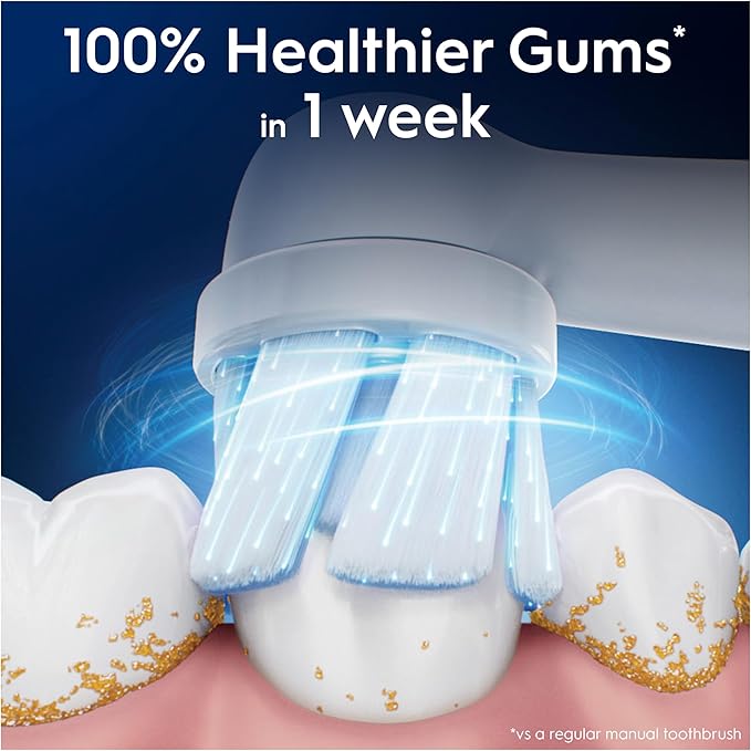 Oral-B iO Gentle Care Electric Toothbrush Head, Twisted & Angled Bristles for Deeper Plaque Removal, Pack of 4, Suitable for Mailbox, White