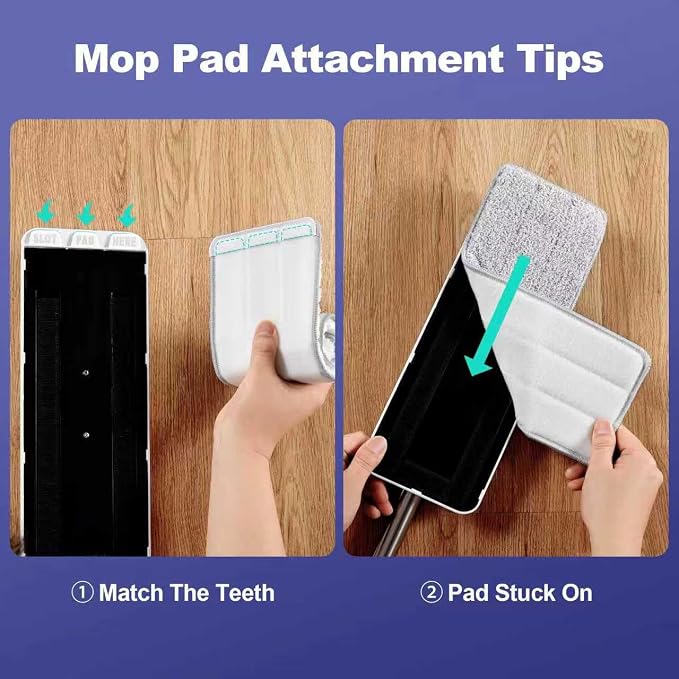 BOSHENG Mop and Bucket Set, Flat Mops for Floor Cleaning, Wall Mop with 60" Extensible Handle, Hardwood Floor Mop with 2 Microfiber Pads