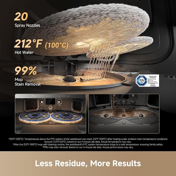 DREAME Matrix10 Pro Robot Vacuum and Mop, Featuring Multi-Mop Switching Dock, Three-Solution Compartment, Detangling Brush, 30,000Pa Suction, 212°F (100℃) Mop Self-Cleaning Black