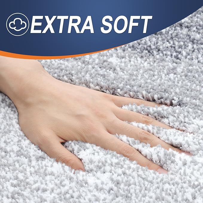 OLANLY Bathroom Runner Rugs Mat 40x20, Extra Soft Absorbent Microfiber Bath Rugs, Rubber Backing, Quick Dry, Washable Long Bath Mats for Bathroom, Tub and Shower, Home Decor Accessories, Light Grey