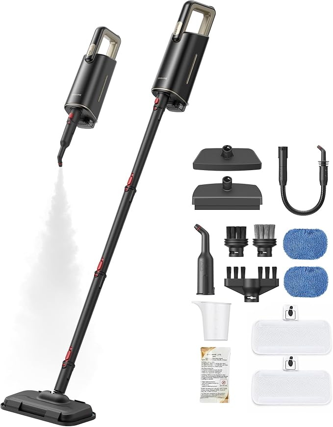 DREAME SH10 Steam Mop with Detachable Handheld Steamer, 13-in-1 Portable Steam Cleaner, 3.8 lbs Lightweight Body, 15sec Steam-Up, 212℉ Steam Cleaning, 350ml Water Tank, Steam Safety System