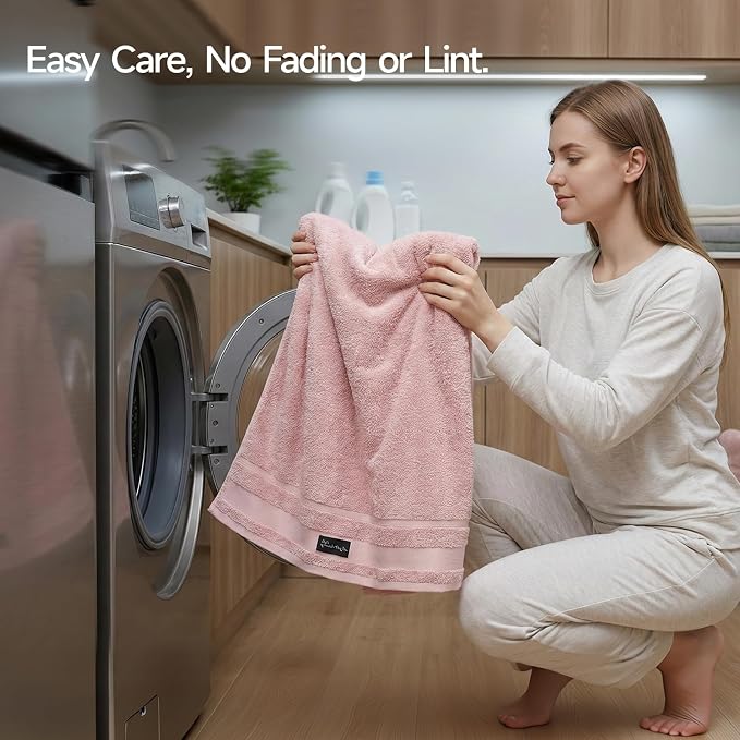 REDKISS 2 Pack Large Bath Towels Set, 100% Cotton, 31x63 in, Heavyweight 760G, Highly Absorbent & Quick Dry, Super Soft Luxury Towels for Bathroom,Hotel Collection - Pink Dark Gray