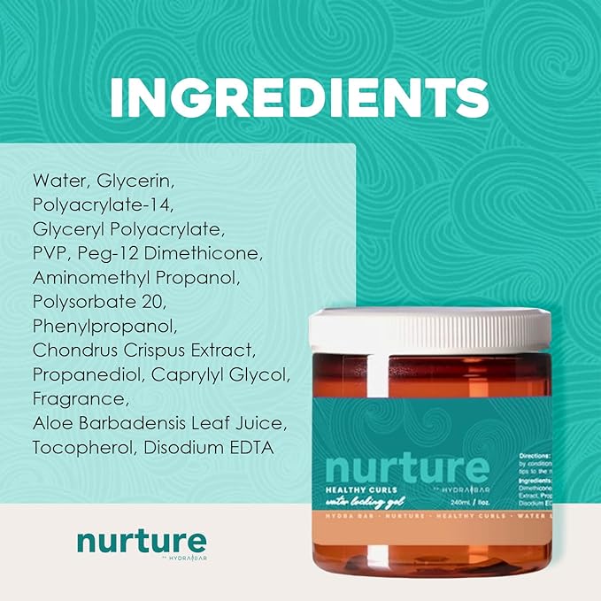 Nurture Healthy Curls Water-Locking Gel for Women, Curl Activator and Styling Product for Wavy and Curly Hair, Hydrating Curl Gel