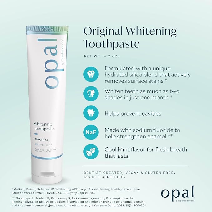 Opalescence Opal Whitening Toothpaste 4.7oz - Mint - 3 Pack - 5760-3 | Original Formula Oral Care Whitening Toothpaste With Fluoride for Daily Use, Surface Stain Removal and Enamel Strength