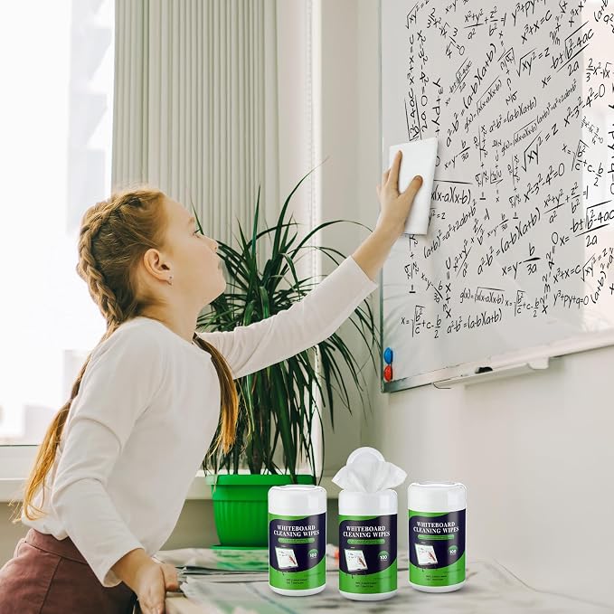 Threlaco 6 Pack Dry Erase Wipes 600 pcs Whiteboard Cleaning Wipes Wet Whiteboard Cleaner Classroom Teacher Supplies, 100 pcs Per Canister