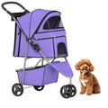 BestPet 3 Wheels Pet Stroller Dog Cat Cage Jogger Stroller for Medium Small Dogs Cats Folding Travel Carrier with Cup Holder, Waterproof Design & Removable Liner, Purple