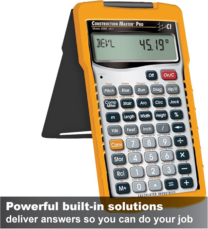 Calculated Industries 4065 Construction Master Pro Advanced Construction Math Feet-inch-Fraction Calculator for Contractors, Estimators, Builders, Framers, Remodelers, Renovators and Carpenters | Advanced Construction Math, Feet-Inch-Fractions, For Con...