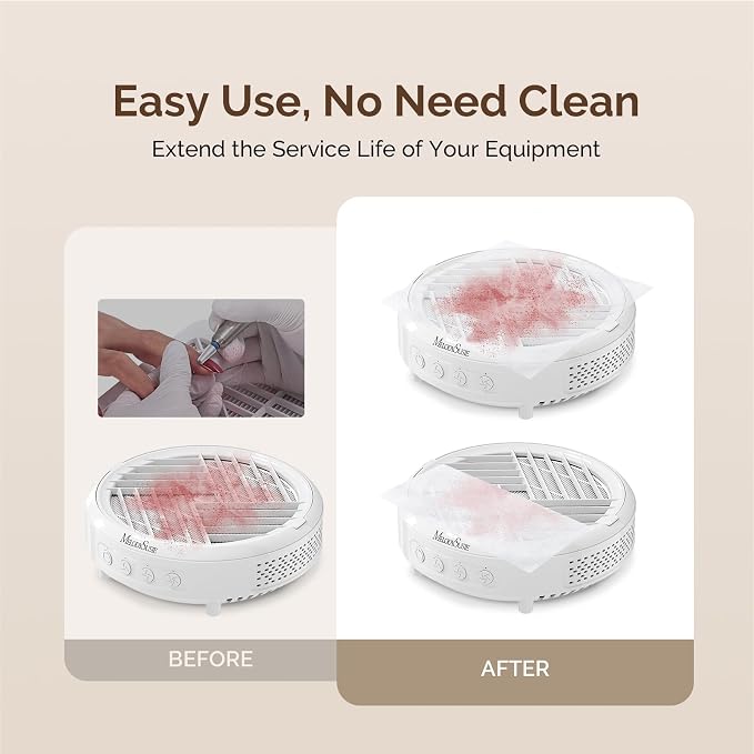 MelodySusie Low Noise Nail Dust Collector & 200 Sheets Nail Dust Collector Filter Paper