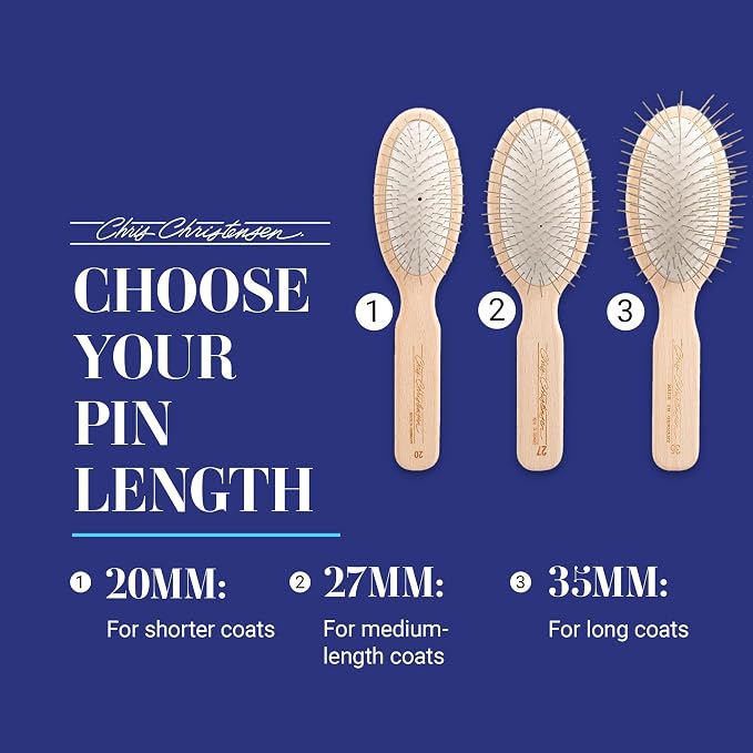 Chris Christensen Dog Brush, 27 mm Oval Pin Brush, Original Series, Groom Like a Professional, Stainless Steel Pins, Lightweight Beech Wood Body, Ground and Polished Tips