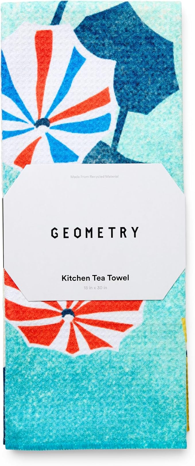 GEOMETRY Tea Towels – Spring & Summer Collection – Quick-Dry, Ultra-Absorbent, Reusable Microfiber Kitchen Towels for Drying & Cleaning - Dancing Umbrellas - 1 Pack