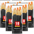 AROIC Acrylic Paint Brushes, 6 Packs / 60 pcs Nylon Hair Paint Brush Set for All Purpose Oil Watercolor Painting Artist Professional Kits (Black)